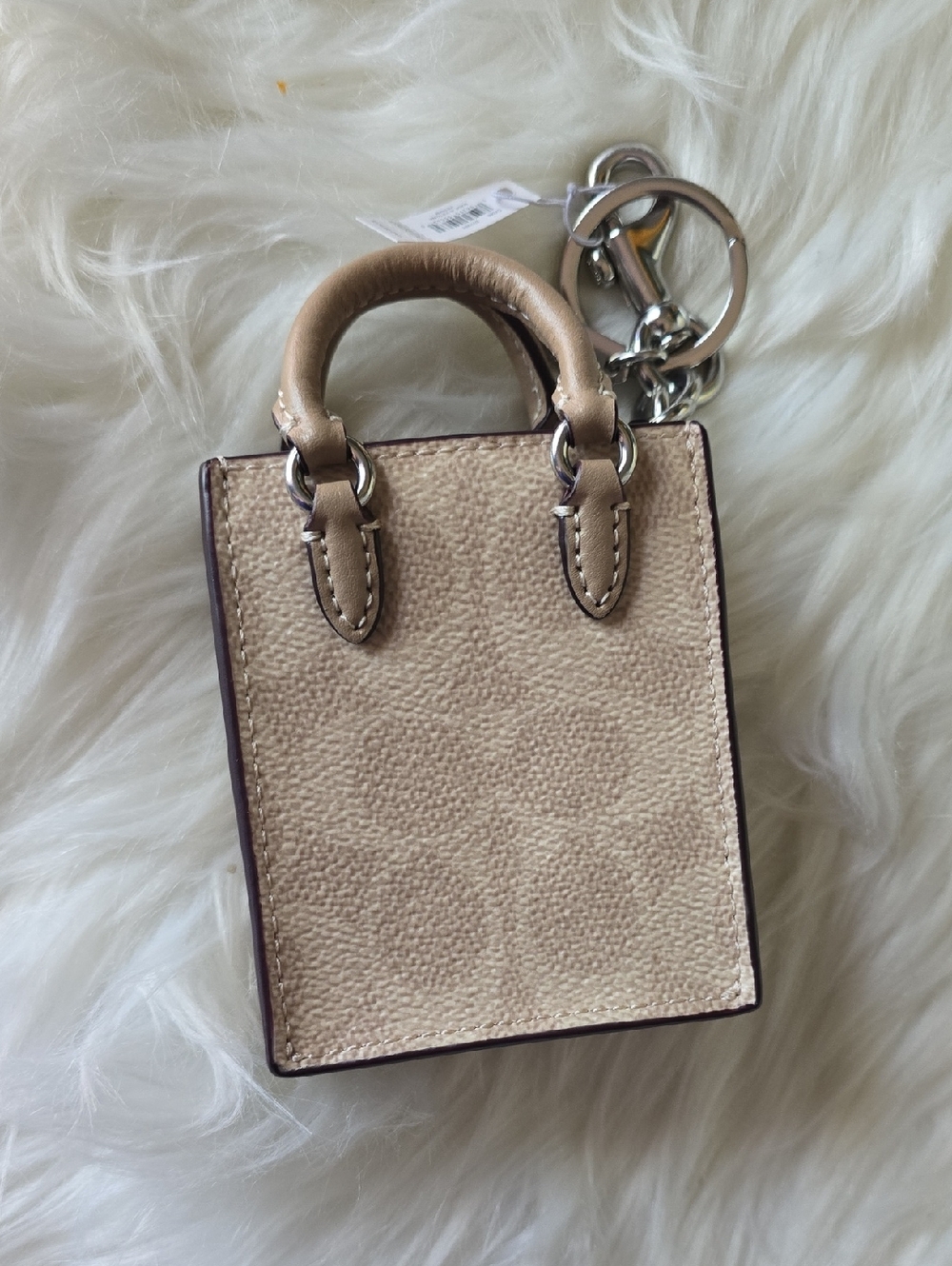 🍍Coach Beige Mini Tote Keychain Bag Charm NWT - Picture 8 of 10